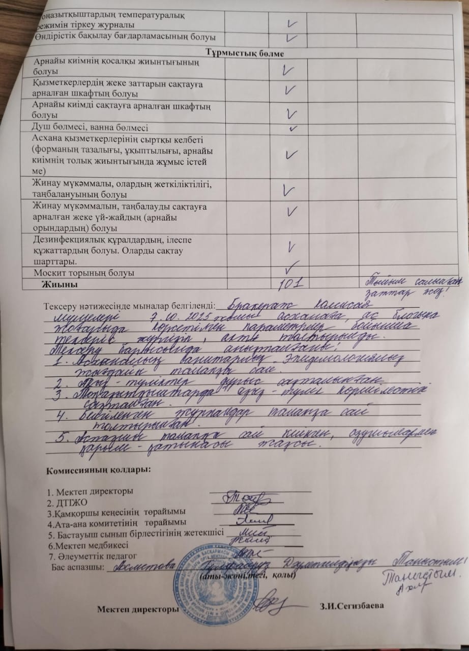 Бракераждық комиссия мүшелерінің тексеру жұмыстарының актісі